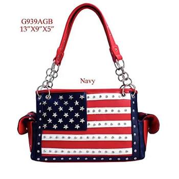 Wholesale handbag American Flag with Rhinestone Navy