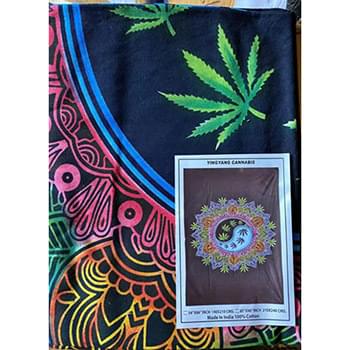 Ying Yang Cannabis Marijuana Leaf Graphic Tapestry