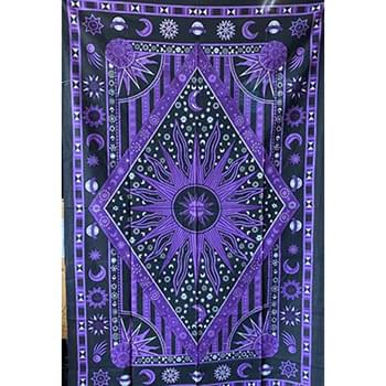 purple black burning sun tapestry