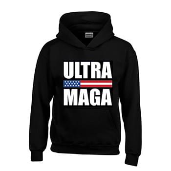 Wholesale Ultra MAGA USA FLAG BANNER Black First Quality Fleece Lined Hoodies