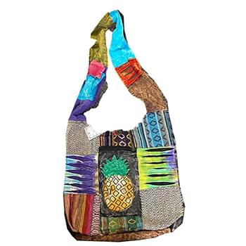 Pineapple Embroidered Handmade Tie Dye hobo bags