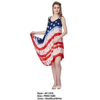Wholesale American Flag Pattern Rayon Dresses