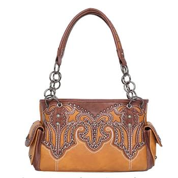 Montana West Embroidered Collection Concealed Carry Satchel Brown