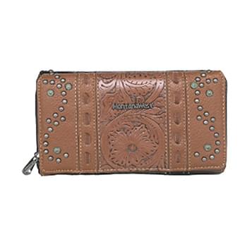 Montana West Embossed Collection Studed Wallet Brown 