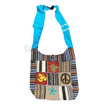 Patchwork peace sign handmade hobo bags with flowers