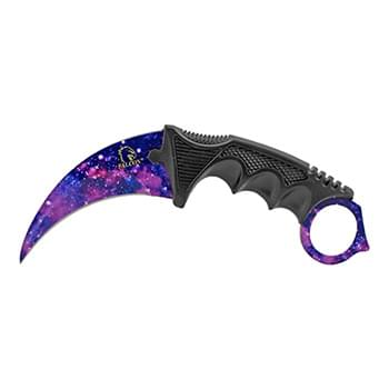 7.5" Karambit Fighting Claw Knife with Carrying Case - Purple Sky
