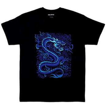 Wholesale Black T-shirt BLUE DRAGON