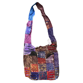 Wholesale Large Front Pocket Patchwork Peace Tie Dye Hobo Bag