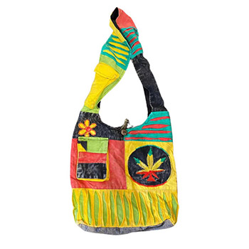 Wholesale  Rasta Color marijuana With Front Pocket Hobo Bag