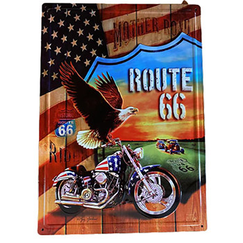 Route 66 Retro Biker Tin Signs