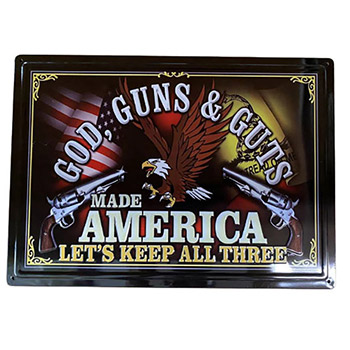 Wholesale Retro metal Tin Sign Wall Poster God Gun Guts