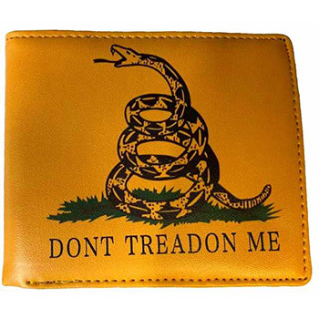 Man Bi-Fold Faux Leather Wallet (Don't Tread On Me) Yellow