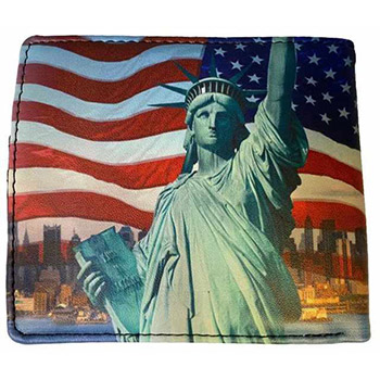 Man Bi-Fold Faux Leather Wallet (Statue of Liberty)