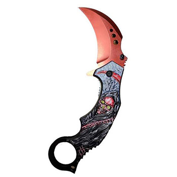 Karambit Tactical Spring Assist Knife RED