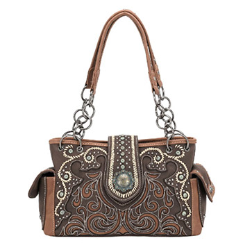 Montana West Concho Collection Concealed Carry Satchel Coffee
