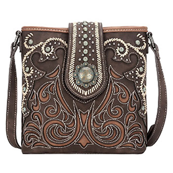 Montana West Concho Collection Concealed Carry Crossbody Coffee