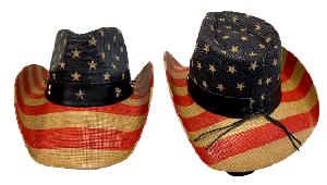 American Flag Cowboy Hat Stars and Stripes Vintage Color