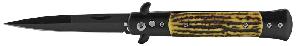 Switchblade with Faux Bone Handle - Black