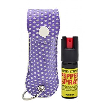 Wholesale Purple Bling Cheetah 1/2 pepper spray keychain