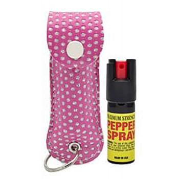 Wholesale Pink Bling Cheetah 1/2 Keychain Pepper Spray