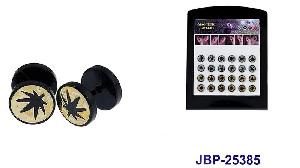 Marijuana Design Body Piercing Jewelry - Gray & Yellow