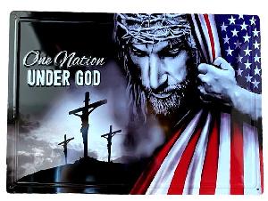 Retro metal Tin Sign Wall Poster (One Nation Under God)