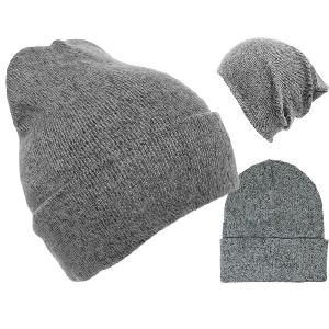 Wholesale Winter Beanie Hat Multi-2 Layer Light Grey