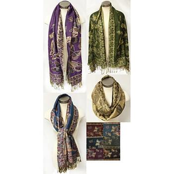 Wholesale Large Butterfly Pashmina Scarves w/ Fringes
