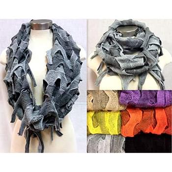 Wholesale Knitted Bi-Color Braid Effects Infinity Circle Scarves