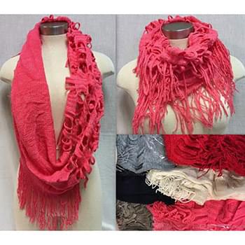 Wholesale Double Textured Infinity Knitted Scarves Assorted