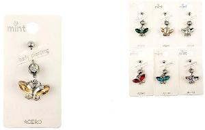 12 Pcs Rhinestone Butterfly Body Piercing Jewelry - Assorted