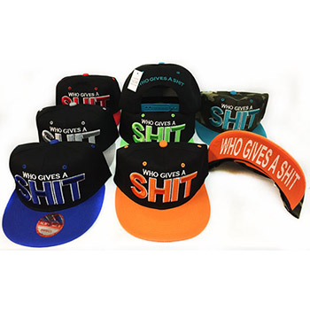 "Who Gives A Shit" Flat Bill Snapback Hats - Assorted Colors