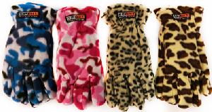 Fleece Camo Leopard Print Winter Gloves Assorted