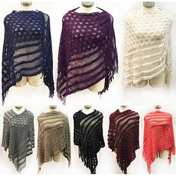 Wholesale Knitted Multi Pattern Poncho Assorted