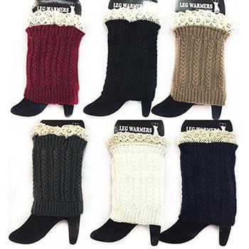 Wholesale Braid Knitted Solid Color Boot Topper Leg Warmer Lace