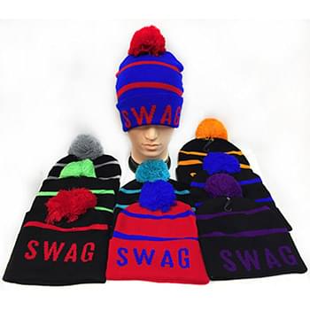 Wholesale Knitted Pompom Unisex Swag Hats Assorted