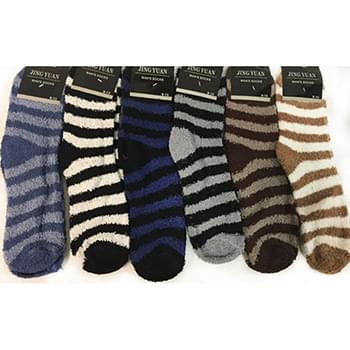 Wholesale Man Fuzzy socks with Stripes Assorted