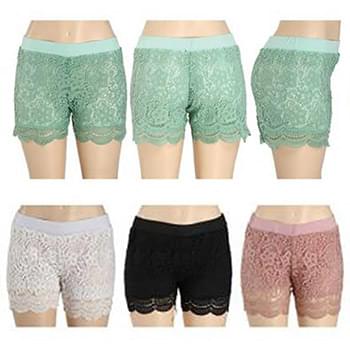 Wholesale Crochet Shorts with Lacey Fringe Assorted Colors
