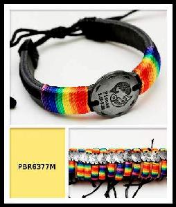 ZODIAC Leather Bracelet (Rainbow String)