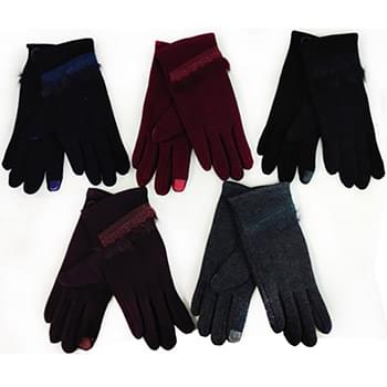 Wholesale Women Winter Touch Glove with Faux Fur & Embroidery