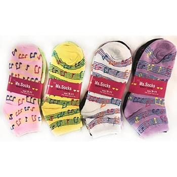 Wholesale Women Socks with Musical Symbols Notes Assorted Colors