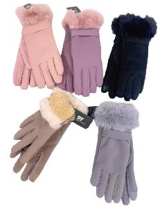 Lady Winter Fur Touch Gloves Solid Color