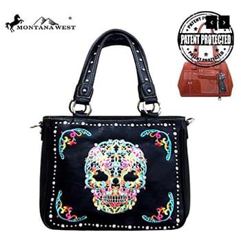 Montana West Multi Color Sugar Skull Concealed Handgun Collection Handbag/Crossbody 