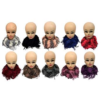 Wholesale Gold Lined Textured Infinity Knitted Scarves Assorted