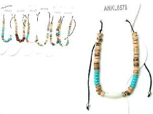 Turq and Shell Beaded Anklet