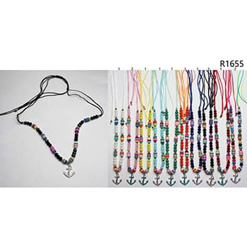 Wholesale Beaded Necklace with Anchor Medallion Assorted Colors