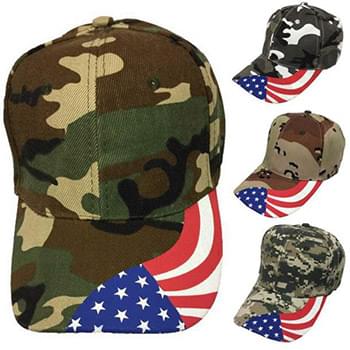 Wholesale Baseball Cap Camo color with American Flag side