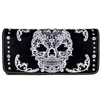 Montana West Sugar Skull Collection Wallet Black/White