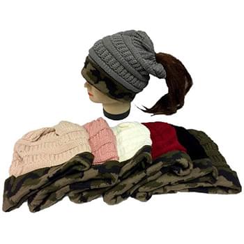 Wholesale Knitted Whinter Pony Tail Hat