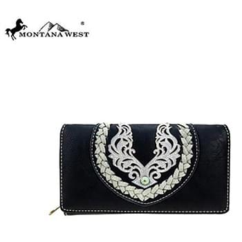 Montana West Embroidered Collection Wallet Black
